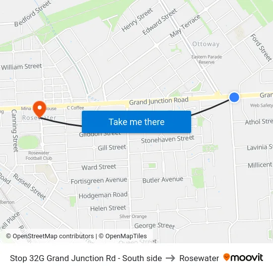 Stop 32G Grand Junction Rd - South side to Rosewater map