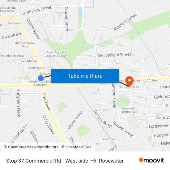 Stop 37 Commercial Rd - West side to Rosewater map