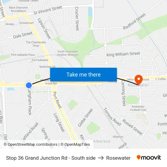 Stop 36 Grand Junction Rd - South side to Rosewater map