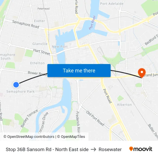 Stop 36B Sansom Rd - North East side to Rosewater map