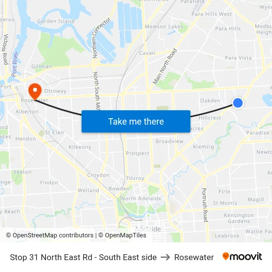 Stop 31 North East Rd - South East side to Rosewater map