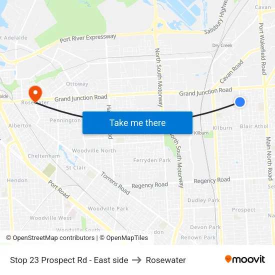 Stop 23 Prospect Rd - East side to Rosewater map