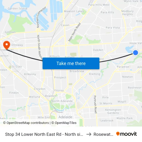 Stop 34 Lower North East Rd - North side to Rosewater map