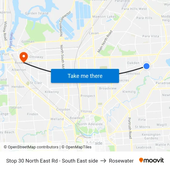Stop 30 North East Rd - South East side to Rosewater map