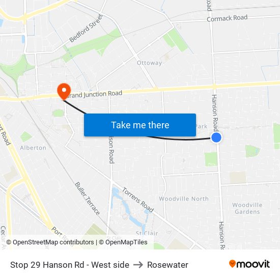 Stop 29 Hanson Rd - West side to Rosewater map