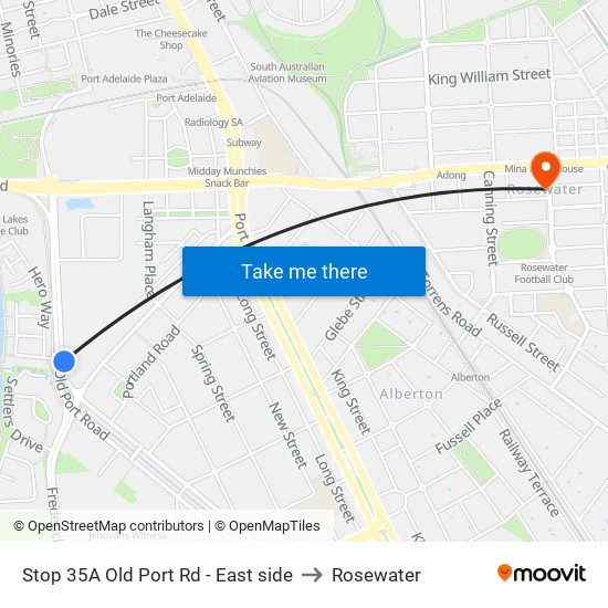 Stop 35A Old Port Rd - East side to Rosewater map