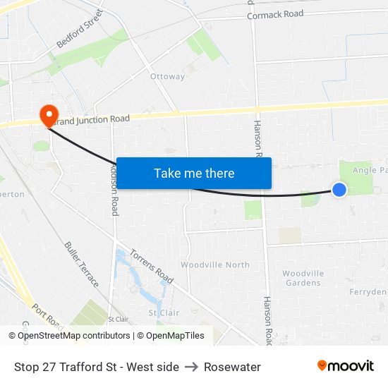 Stop 27 Trafford St - West side to Rosewater map