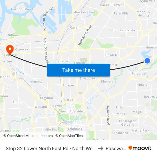 Stop 32 Lower North East Rd - North West side to Rosewater map