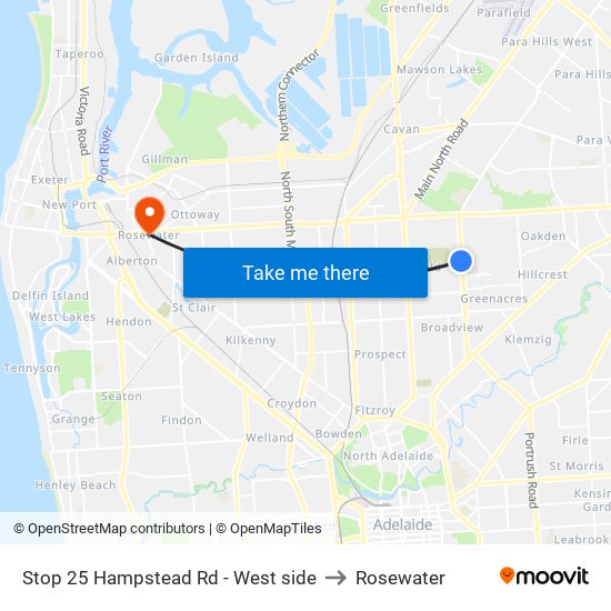 Stop 25 Hampstead Rd - West side to Rosewater map