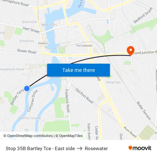 Stop 35B Bartley Tce - East side to Rosewater map
