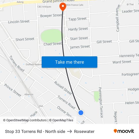 Stop 33 Torrens Rd - North side to Rosewater map