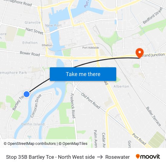 Stop 35B Bartley Tce - North West side to Rosewater map