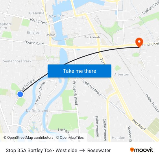 Stop 35A Bartley Tce - West side to Rosewater map