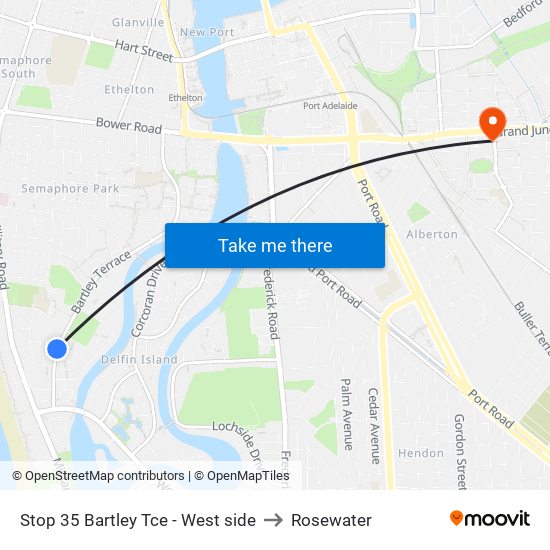 Stop 35 Bartley Tce - West side to Rosewater map