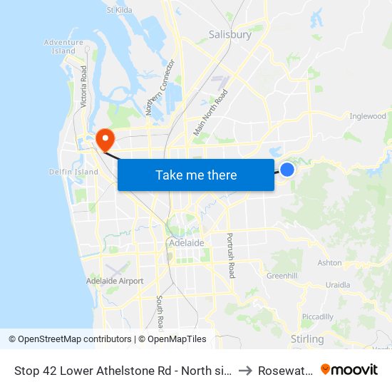 Stop 42 Lower Athelstone Rd - North side to Rosewater map