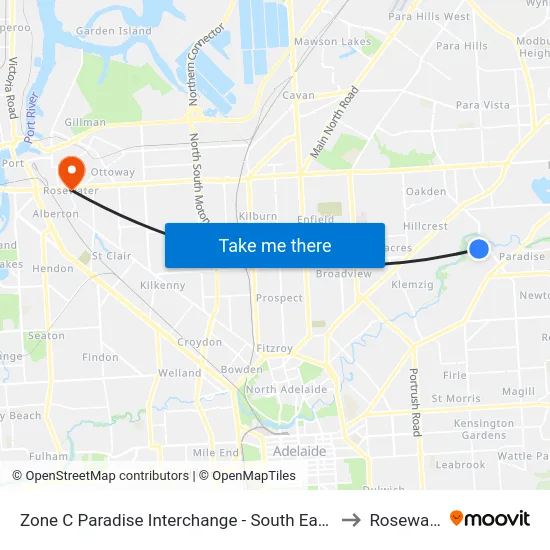 Zone C Paradise Interchange - South East side to Rosewater map