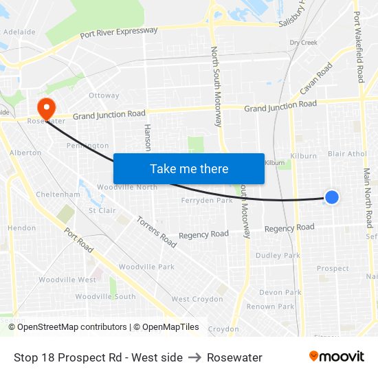 Stop 18 Prospect Rd - West side to Rosewater map