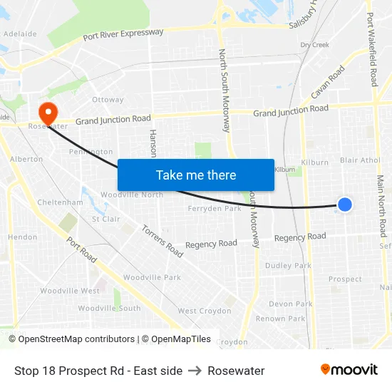 Stop 18 Prospect Rd - East side to Rosewater map