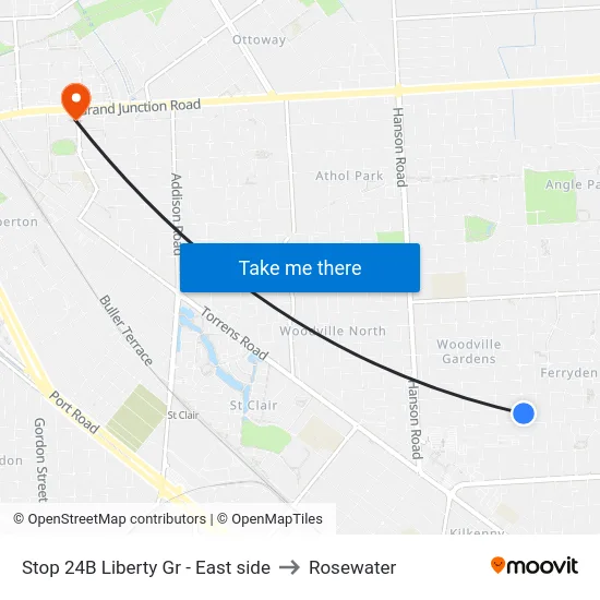 Stop 24B Liberty Gr - East side to Rosewater map