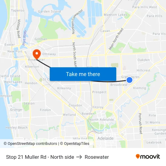 Stop 21 Muller Rd - North side to Rosewater map