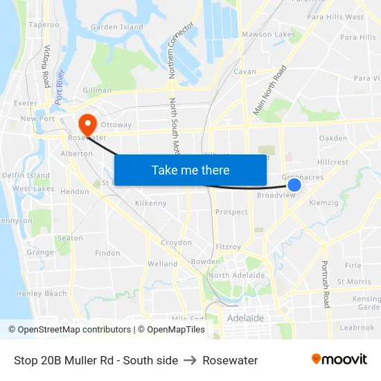 Stop 20B Muller Rd - South side to Rosewater map
