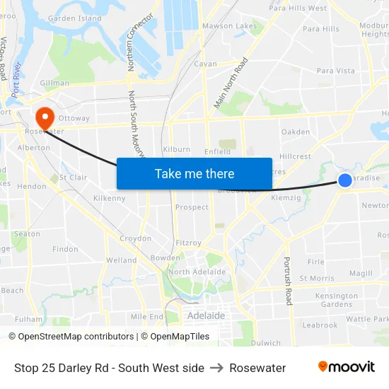 Stop 25 Darley Rd - South West side to Rosewater map