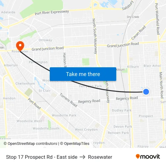Stop 17 Prospect Rd - East side to Rosewater map