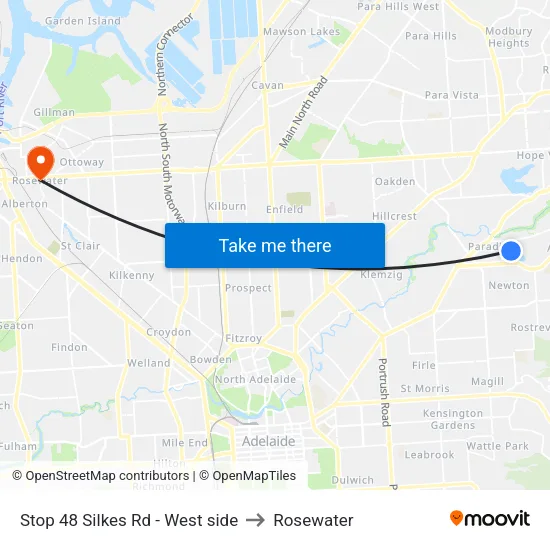 Stop 48 Silkes Rd - West side to Rosewater map