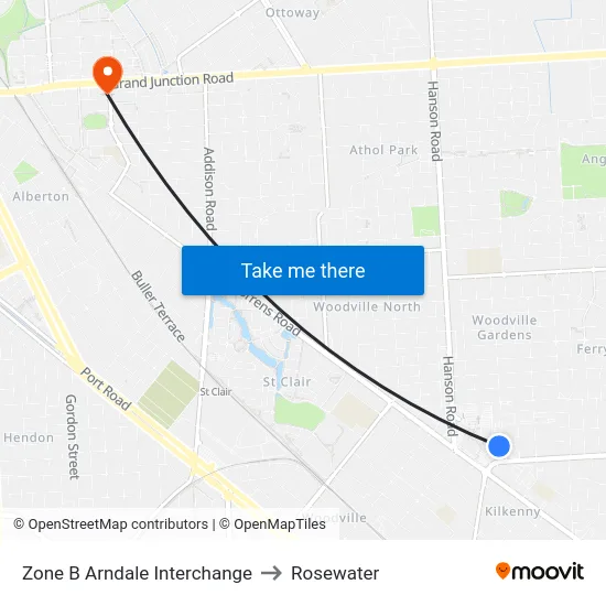 Zone B Arndale Interchange to Rosewater map