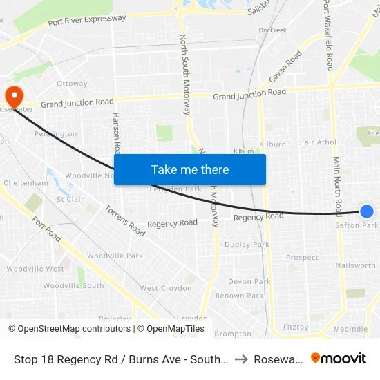 Stop 18 Regency Rd / Burns Ave - South side to Rosewater map