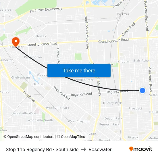 Stop 115 Regency Rd - South side to Rosewater map