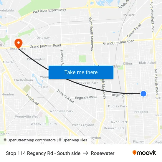 Stop 114 Regency Rd - South side to Rosewater map