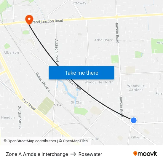 Zone A Arndale Interchange to Rosewater map