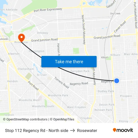 Stop 112 Regency Rd - North side to Rosewater map