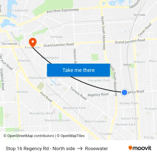 Stop 16 Regency Rd - North side to Rosewater map