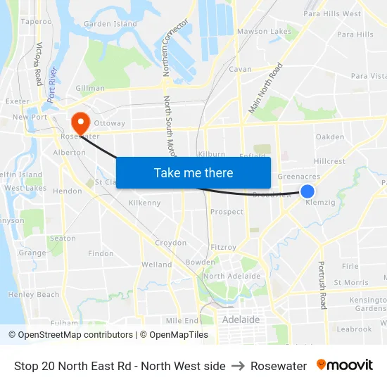 Stop 20 North East Rd - North West side to Rosewater map