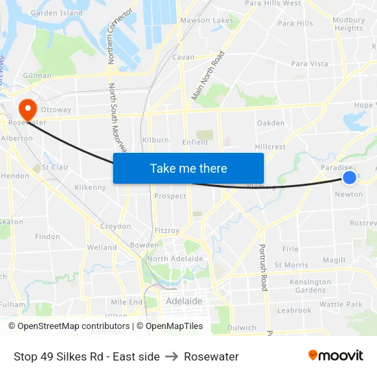 Stop 49 Silkes Rd - East side to Rosewater map