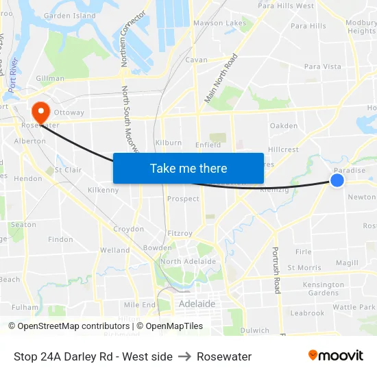 Stop 24A Darley Rd - West side to Rosewater map