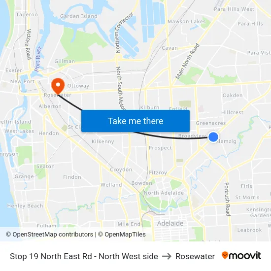 Stop 19 North East Rd - North West side to Rosewater map