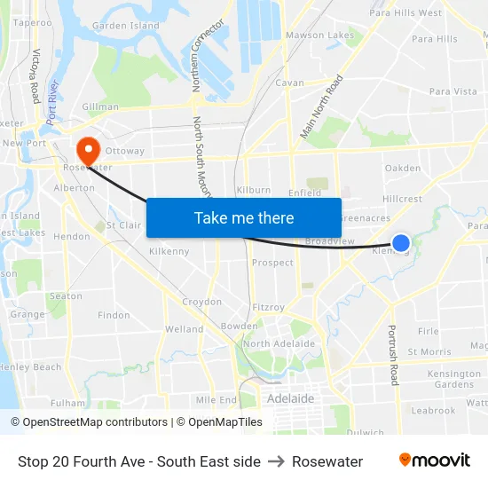 Stop 20 Fourth Ave - South East side to Rosewater map