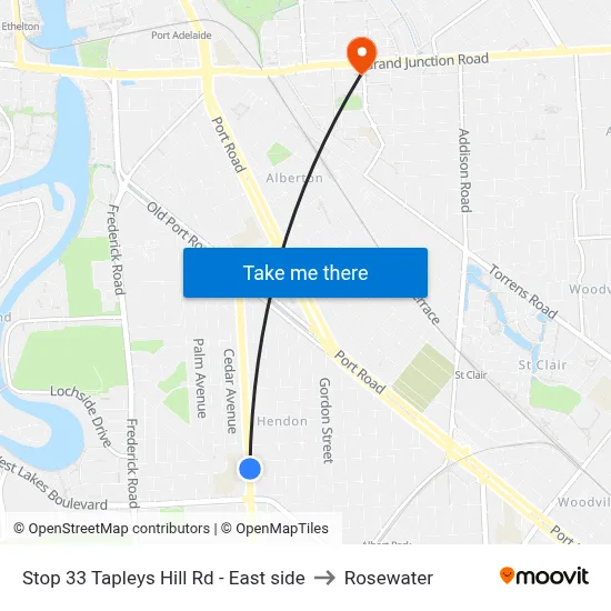 Stop 33 Tapleys Hill Rd - East side to Rosewater map