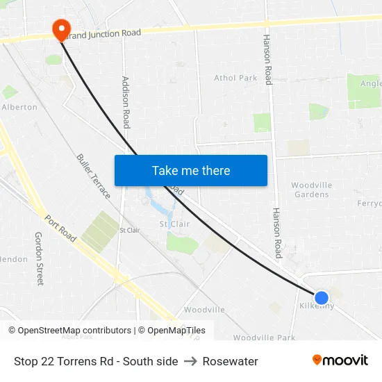 Stop 22 Torrens Rd - South side to Rosewater map