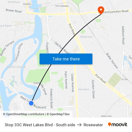 Stop 33C West Lakes Blvd - South side to Rosewater map