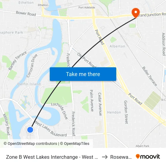Zone B West Lakes Interchange - West side to Rosewater map