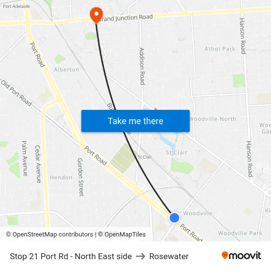 Stop 21 Port Rd - North East side to Rosewater map