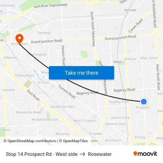 Stop 14 Prospect Rd - West side to Rosewater map