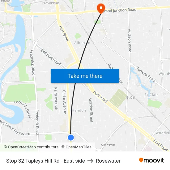 Stop 32 Tapleys Hill Rd - East side to Rosewater map