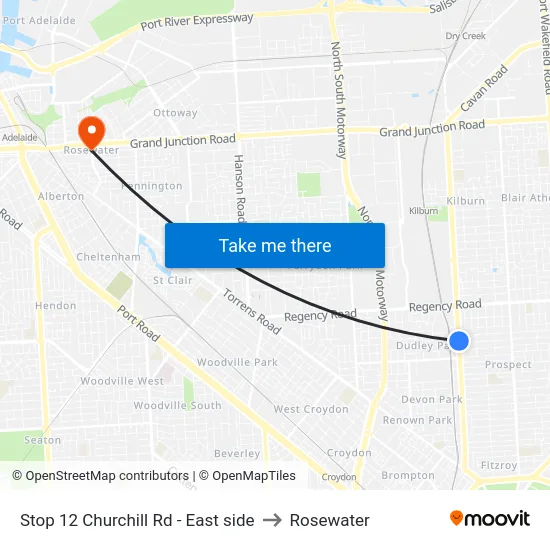 Stop 12 Churchill Rd - East side to Rosewater map