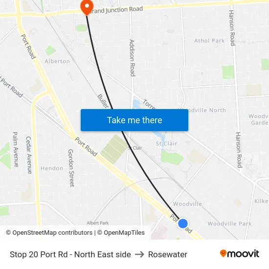 Stop 20 Port Rd - North East side to Rosewater map