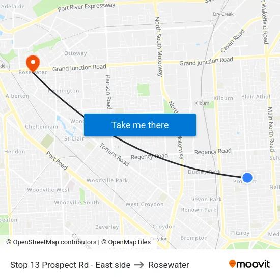 Stop 13 Prospect Rd - East side to Rosewater map
